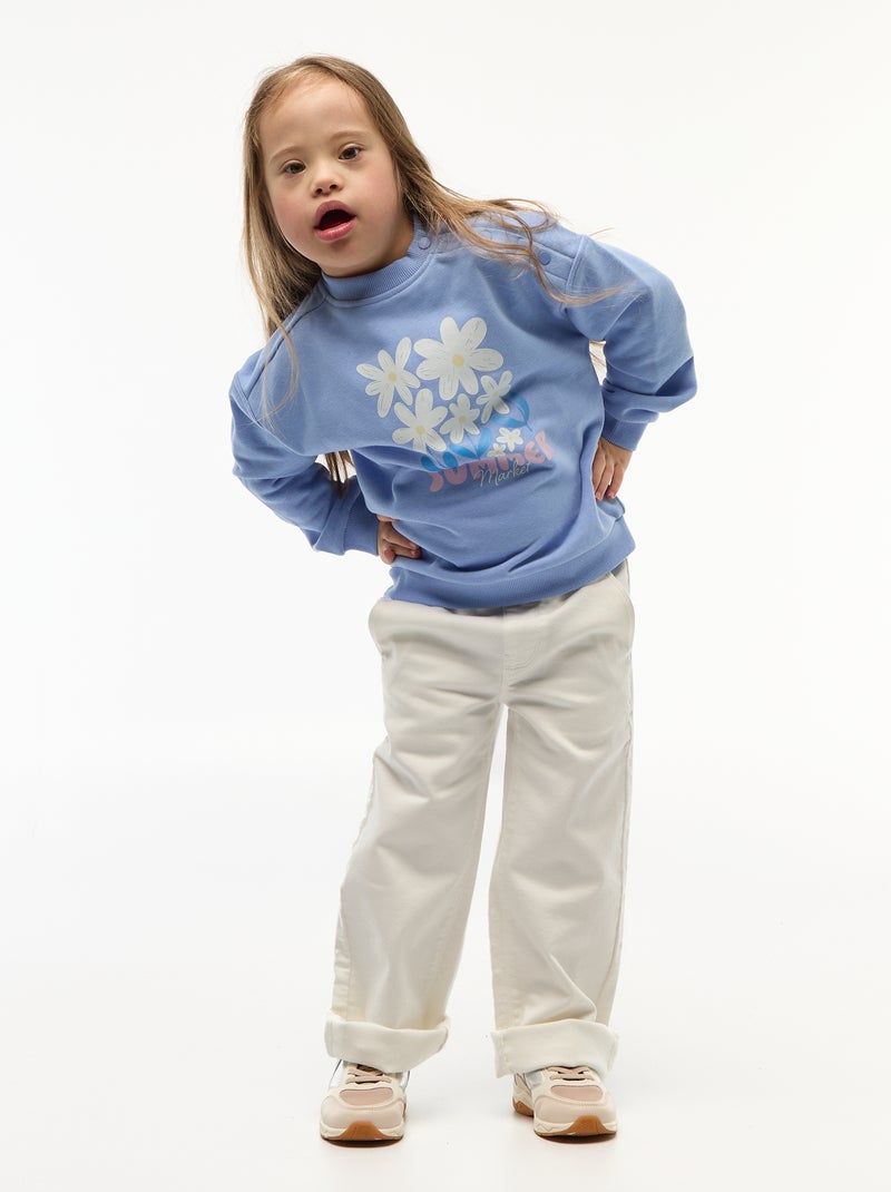 Sudadera estampada de felpa ligera - Colección fácil de poner Azul - Kiabi