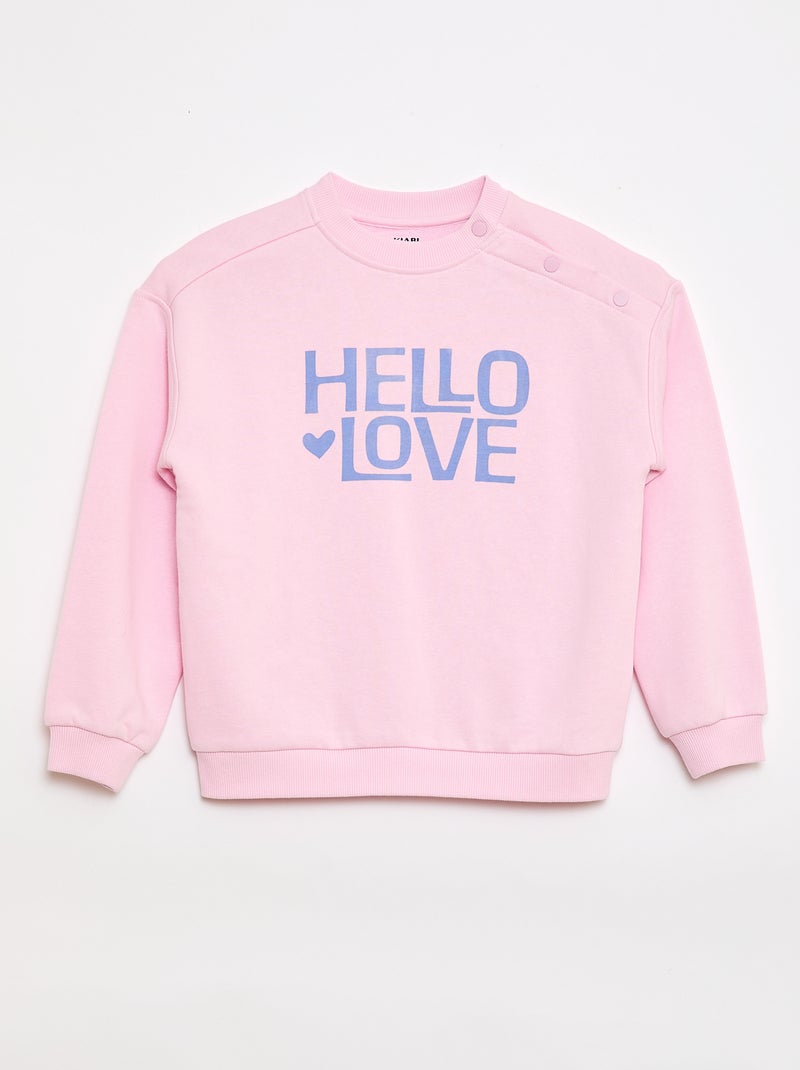 Sudadera estampada de felpa ligera - Colección fácil de poner Rosa - Kiabi