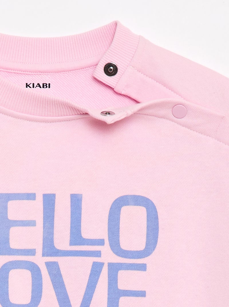 Sudadera estampada de felpa ligera - Colección fácil de poner Rosa - Kiabi