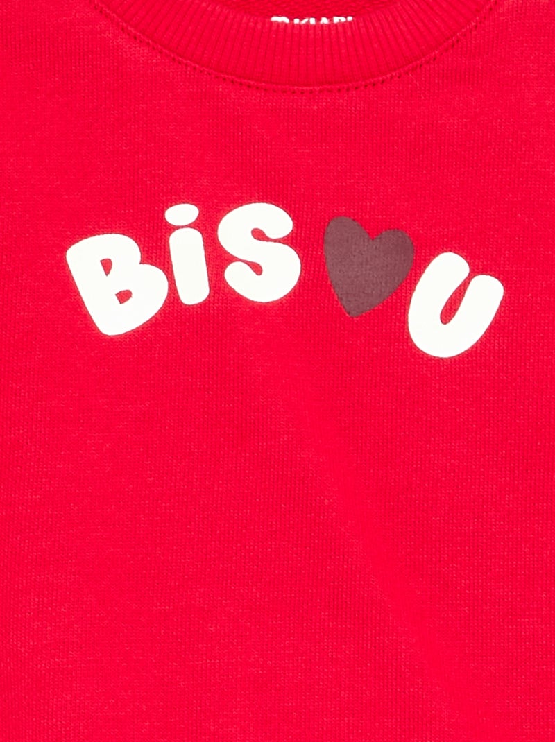 Sudadera estampada de felpa Rojo - Kiabi
