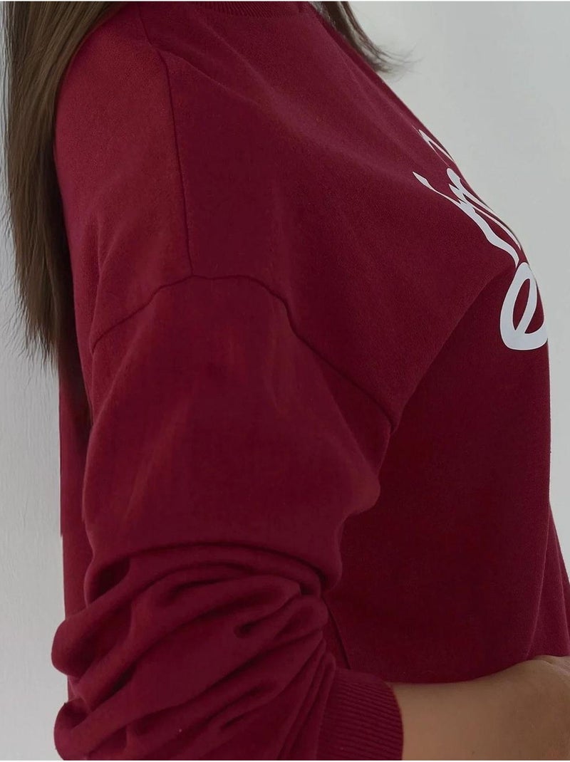 Sudadera estampada de manga larga y cuello redondo hiccup Rojo oscuro - Kiabi