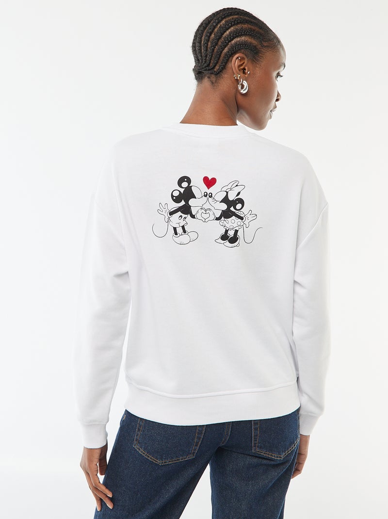 Sudadera estampada 'Disney' 'Mickey y Minnie' en algodón liso Blanco - Kiabi