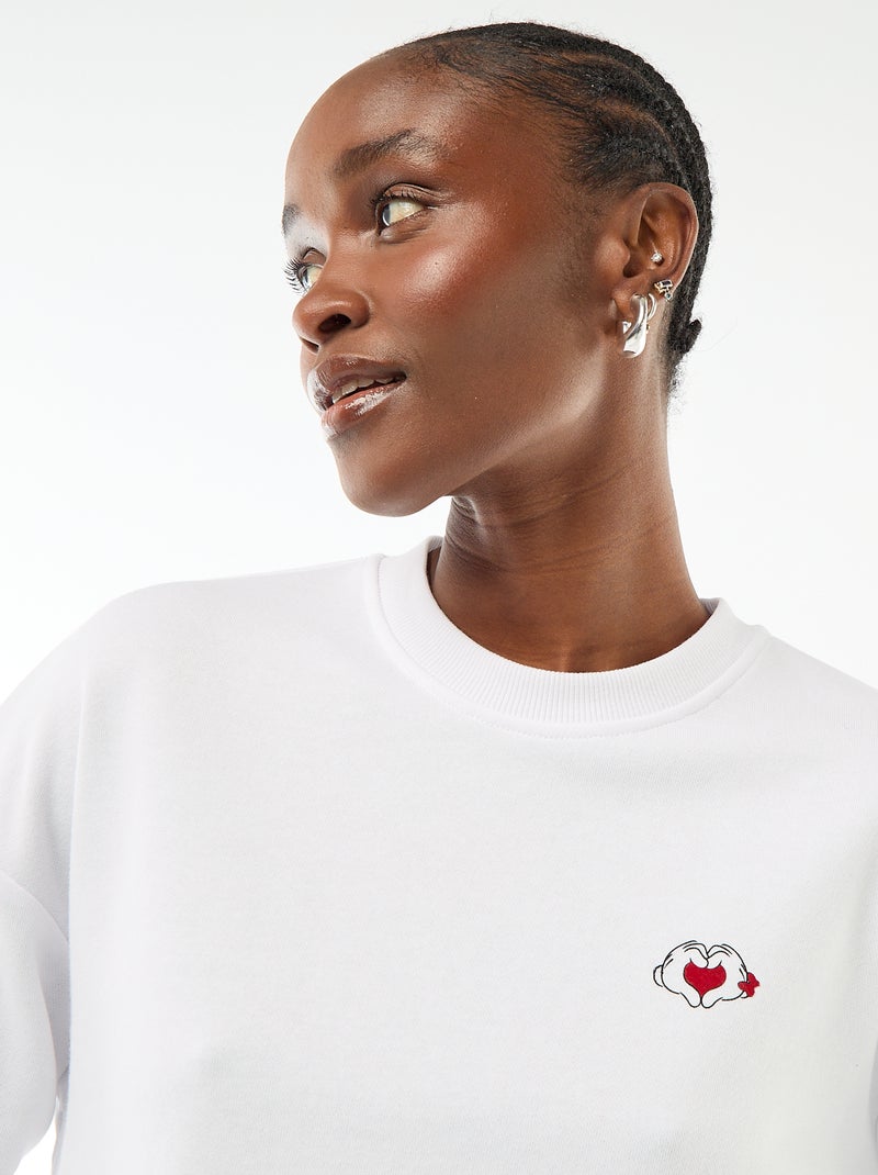 Sudadera estampada 'Disney' 'Mickey y Minnie' en algodón liso Blanco - Kiabi