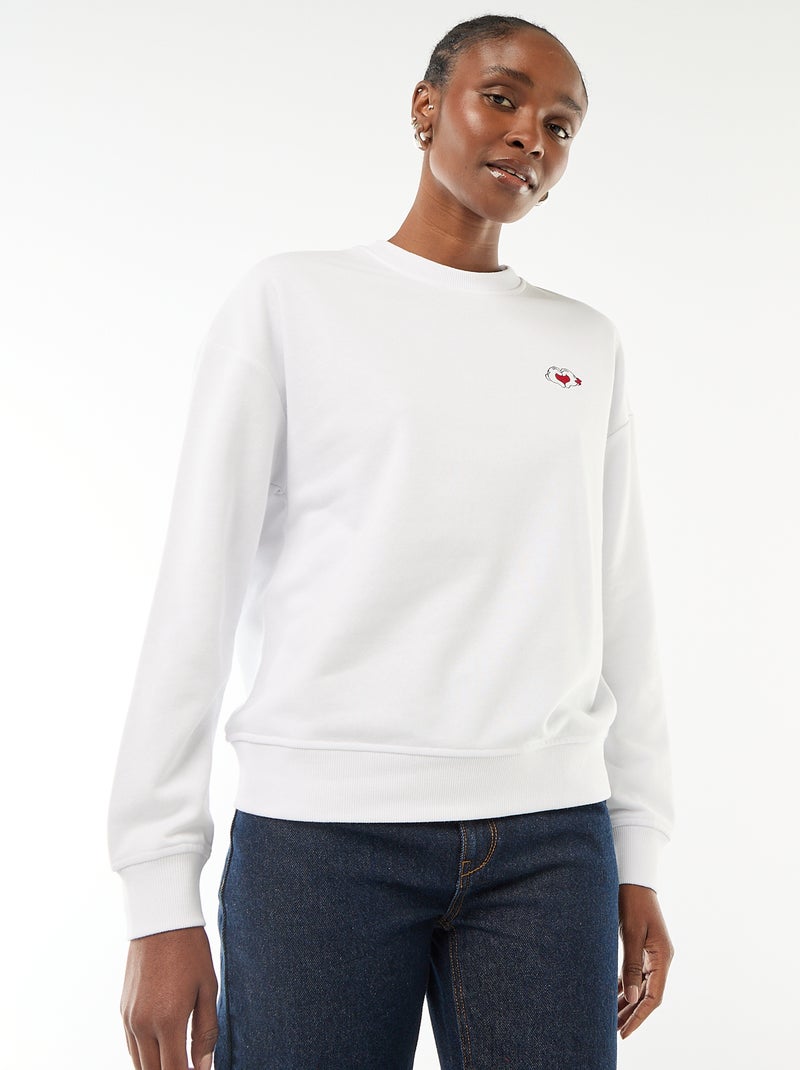 Sudadera estampada 'Disney' 'Mickey y Minnie' en algodón liso Blanco - Kiabi