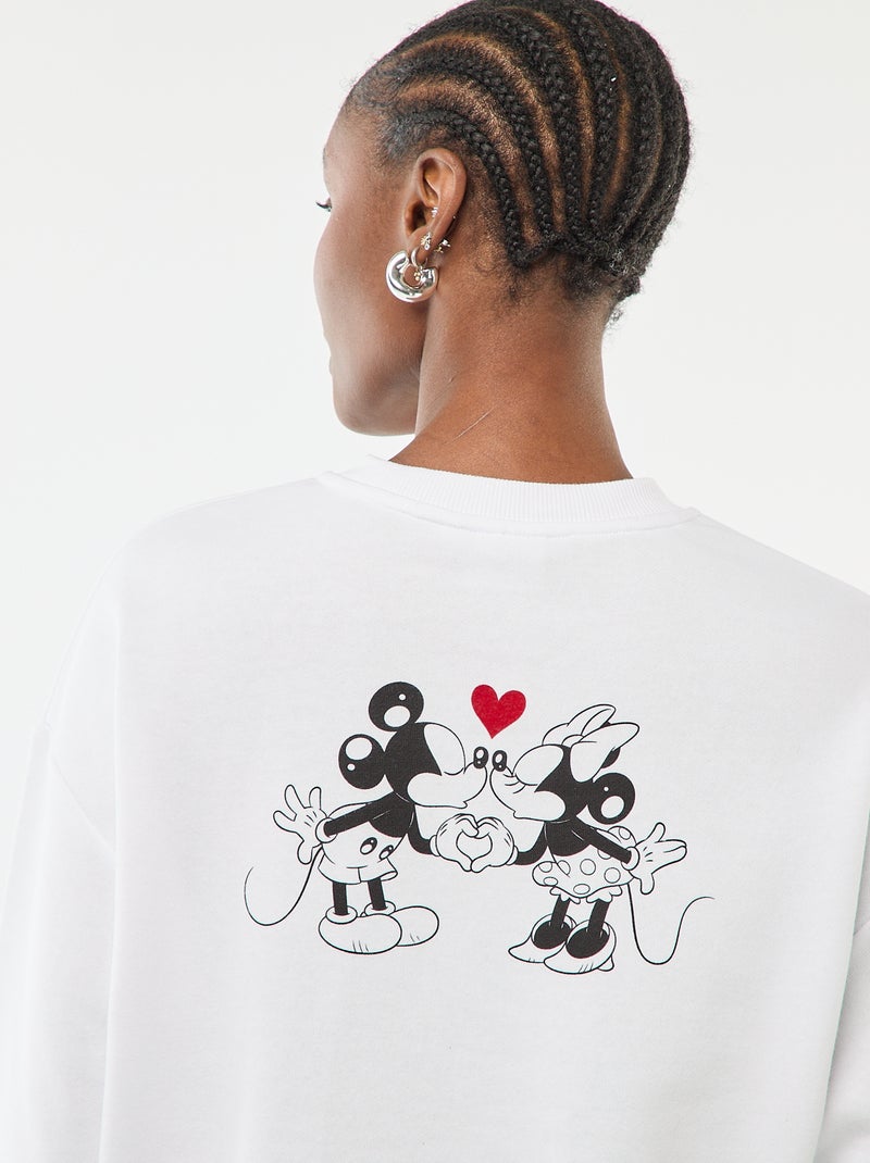 Sudadera estampada 'Disney' 'Mickey y Minnie' en algodón liso Blanco - Kiabi