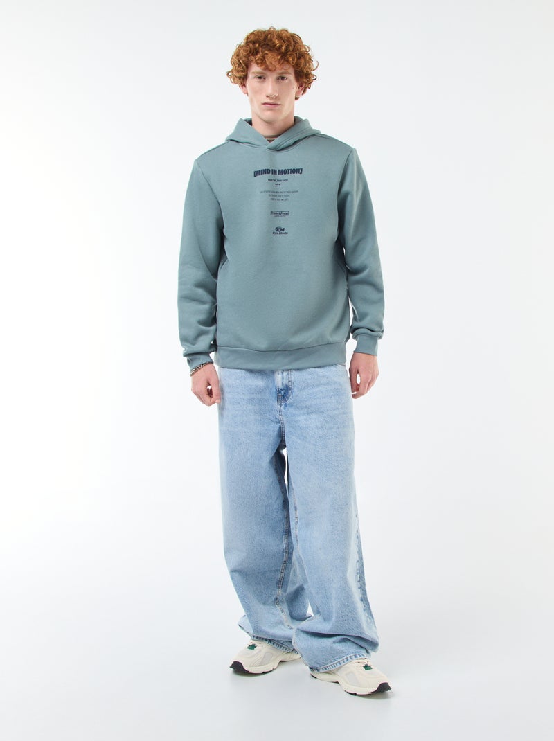 Sudadera estampada fantasía en algodón liso Azul - Kiabi