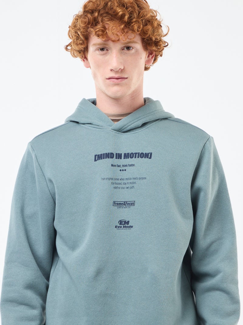 Sudadera estampada fantasía en algodón liso Azul - Kiabi