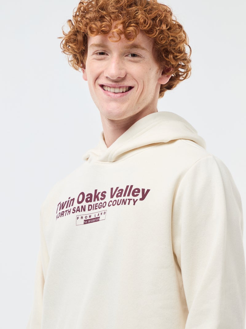 Sudadera estampada fantasía en algodón liso Blanco - Kiabi