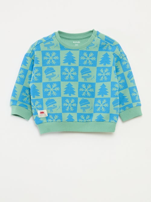 Sudadera estampada navideña en polar de algodón - Kiabi