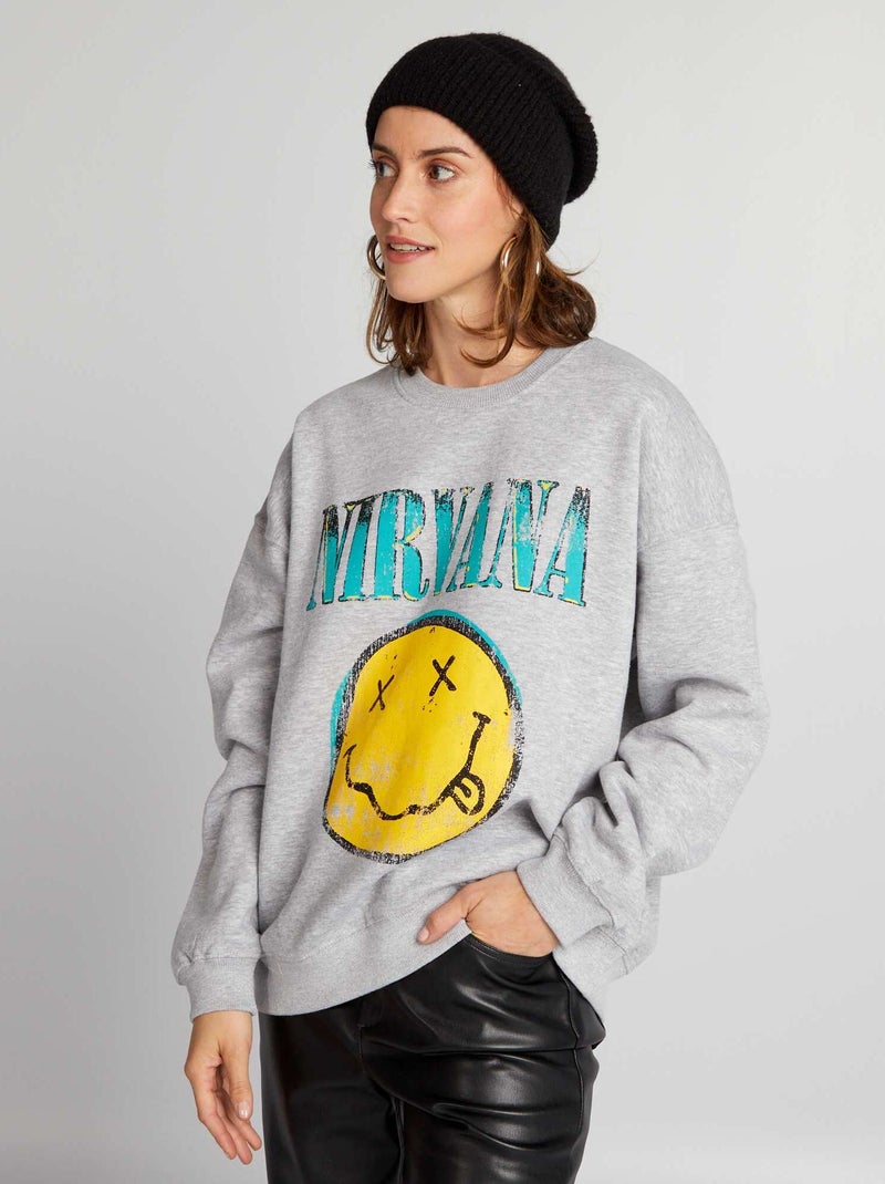 Sudadera estampada 'Nirvana' GRIS - Kiabi