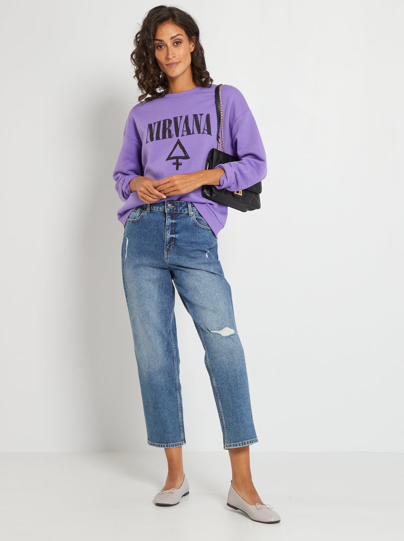 Sudadera estampada 'Nirvana' malva lilas - Kiabi