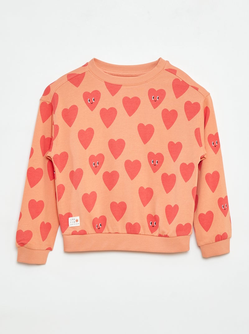 Sudadera estampada por ambos lados con cuello redondo Naranja - Kiabi