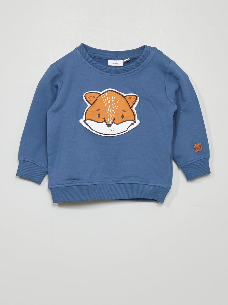 Sudadera estampada zorro - azul azul - Kiabi
