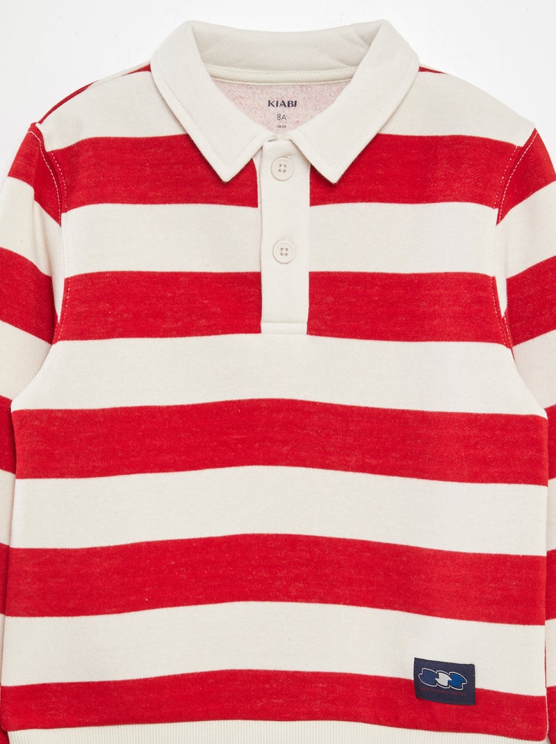 Sudadera estilo polo de rayas ROJO - Kiabi