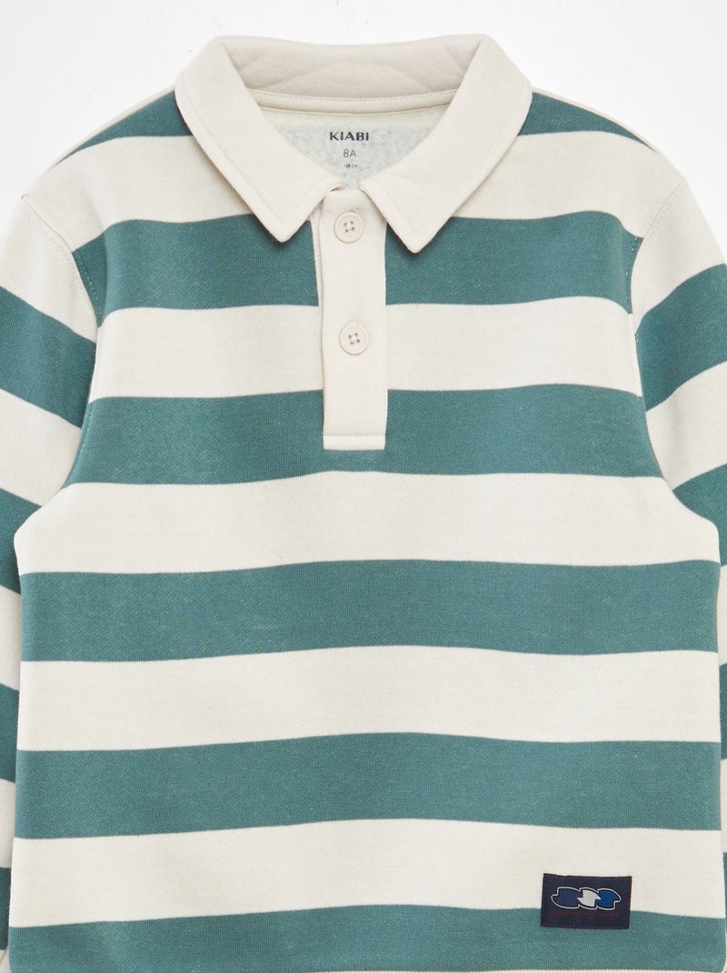 Sudadera estilo polo de rayas VERDE - Kiabi