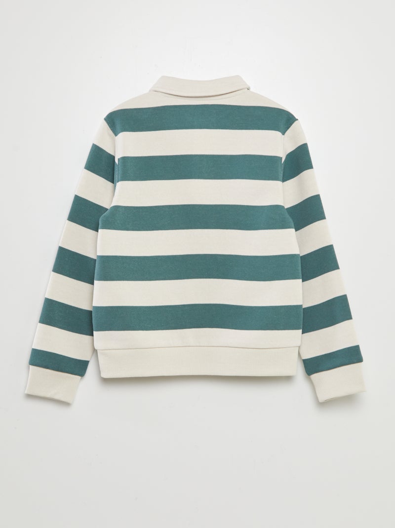 Sudadera estilo polo de rayas VERDE - Kiabi