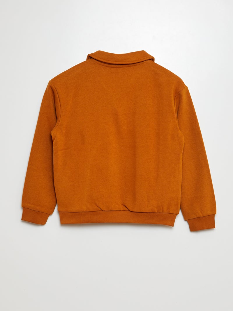 Sudadera estilo polo lisa MARRON - Kiabi