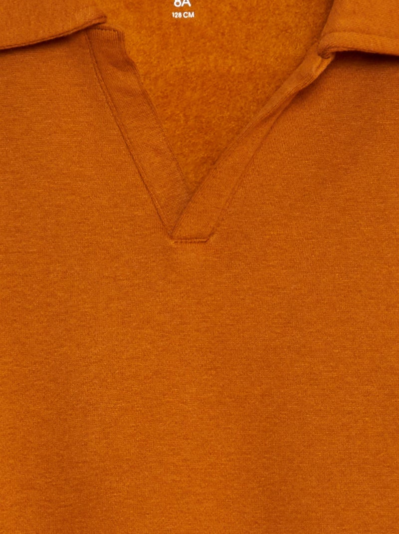 Sudadera estilo polo lisa MARRON - Kiabi