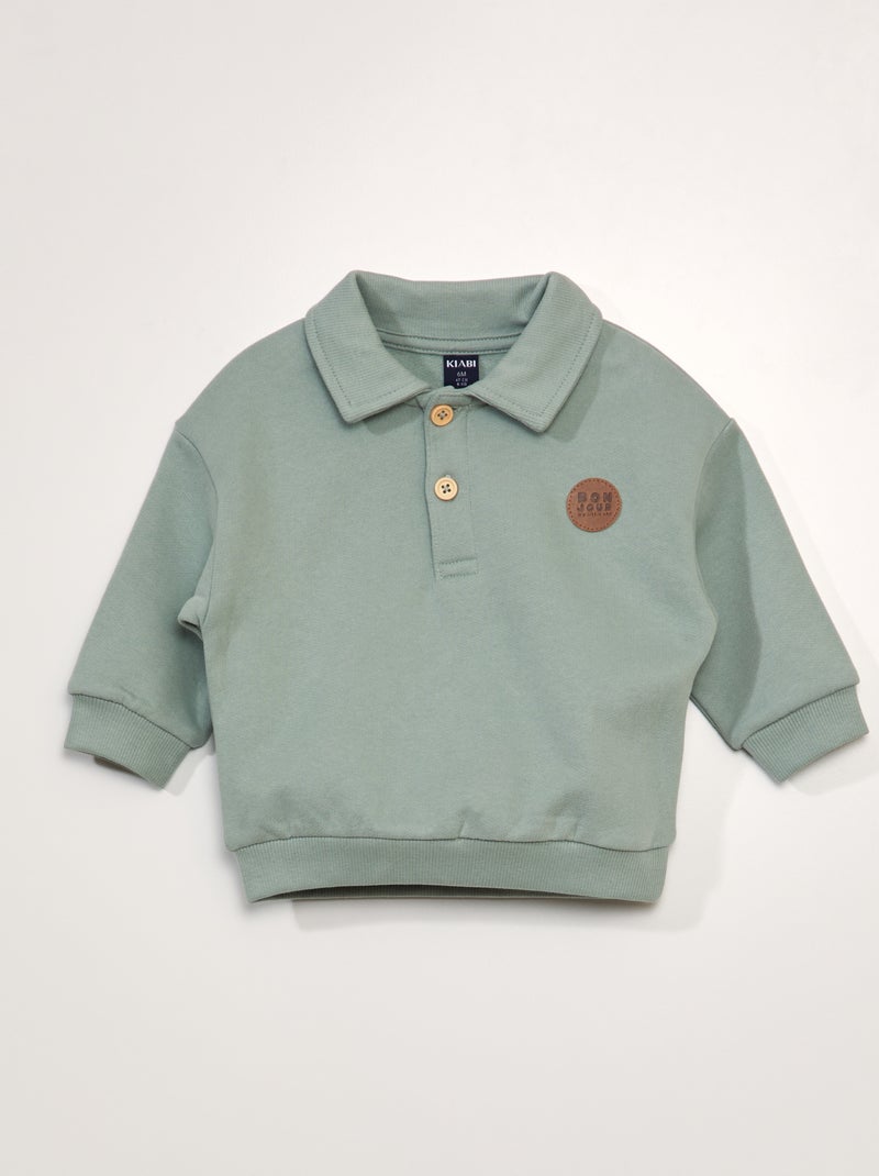 Sudadera estilo polo VERDE - Kiabi