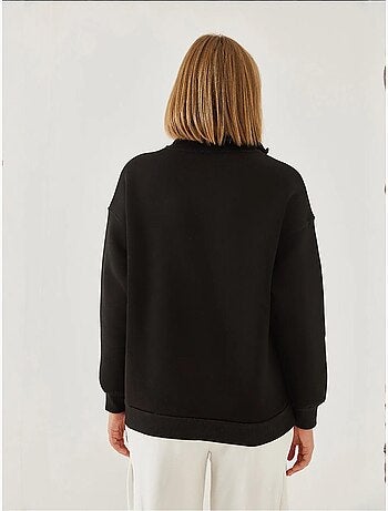 Sudadera extragrande cepillada con cuello alto y cremallera lucci