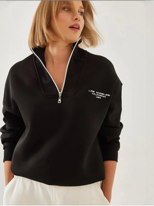 Sudadera extragrande cepillada con cuello alto y cremallera lucci - Kiabi