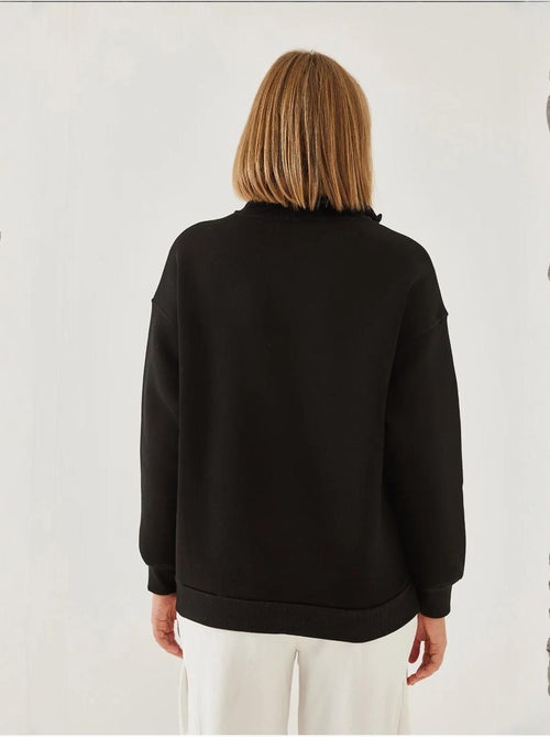 Sudadera extragrande cepillada con cuello alto y cremallera lucci - Kiabi