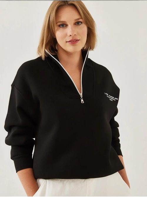 Sudadera extragrande cepillada con cuello alto y cremallera lucci - Kiabi