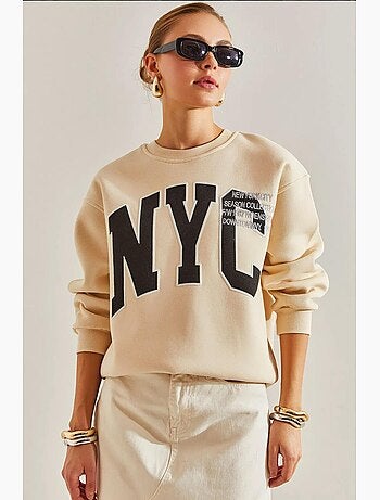 Sudadera extragrande con estampado cepillado de tres capas lucci