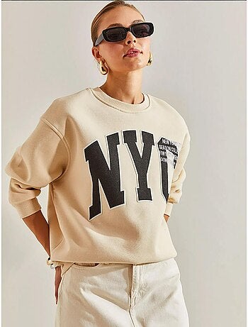 Sudadera extragrande con estampado cepillado de tres capas lucci