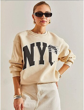 Sudadera extragrande con estampado cepillado de tres capas lucci