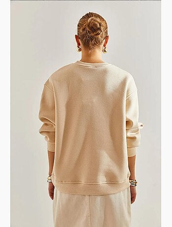 Sudadera extragrande con estampado cepillado de tres capas lucci