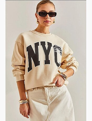 Sudadera extragrande con estampado cepillado de tres capas lucci