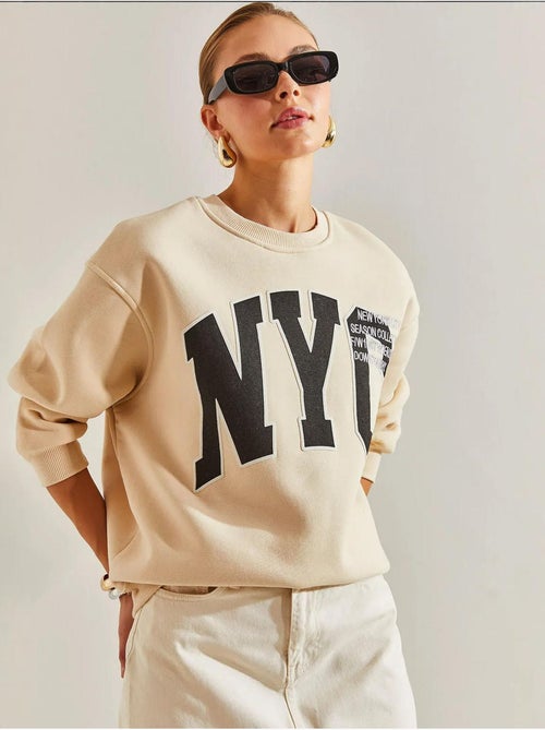 Sudadera extragrande con estampado cepillado de tres capas lucci - Kiabi
