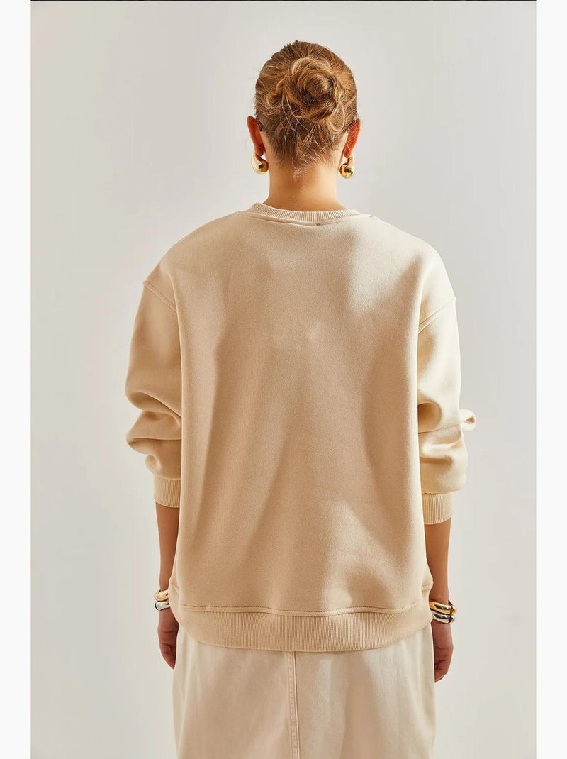 Sudadera extragrande con estampado cepillado de tres capas lucci Beige arcilla - Kiabi