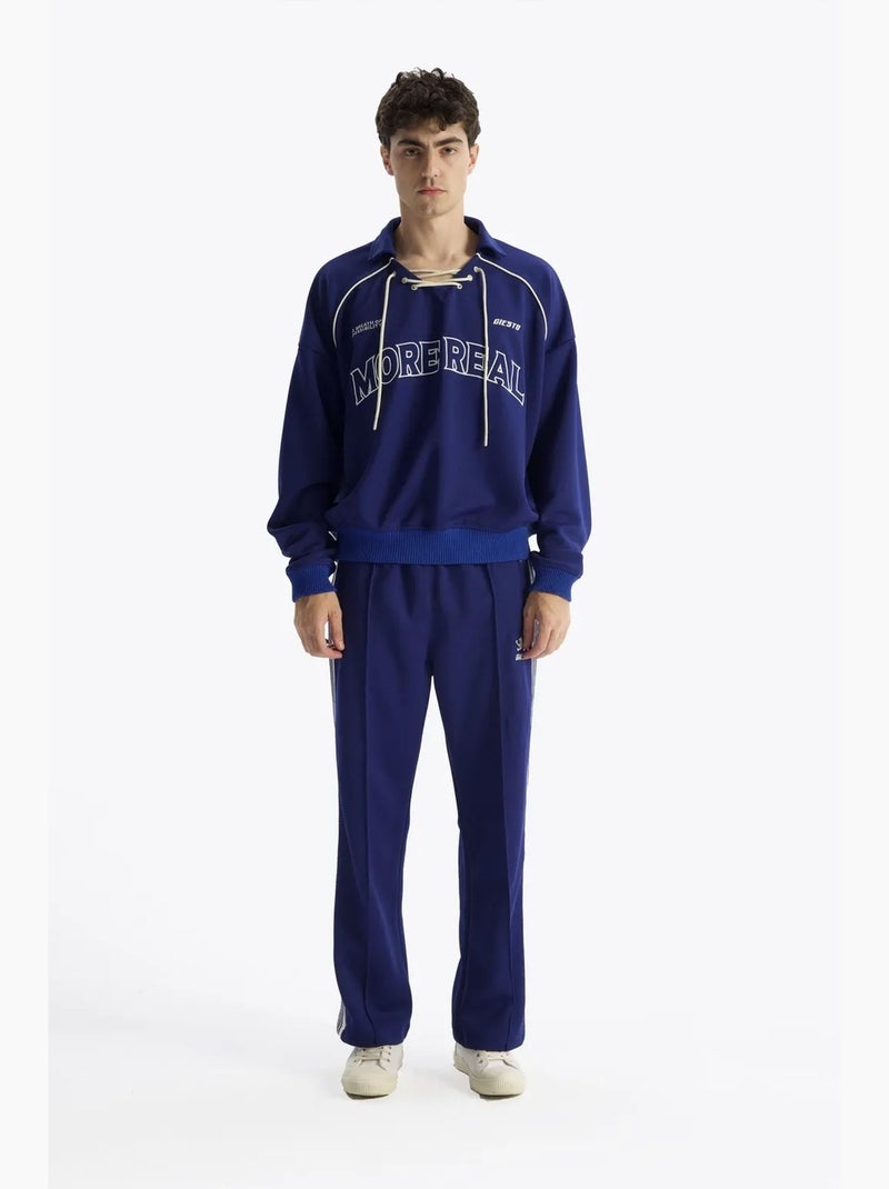 Sudadera extragrande de cuello redondo con detalle de lazo giesto Azul eléctrico - Kiabi
