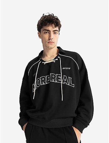 Sudadera extragrande de cuello redondo con detalle de lazo giesto