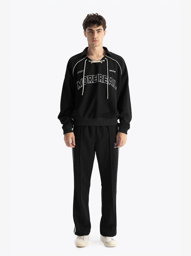 Sudadera extragrande de cuello redondo con detalle de lazo giesto Negro - Kiabi