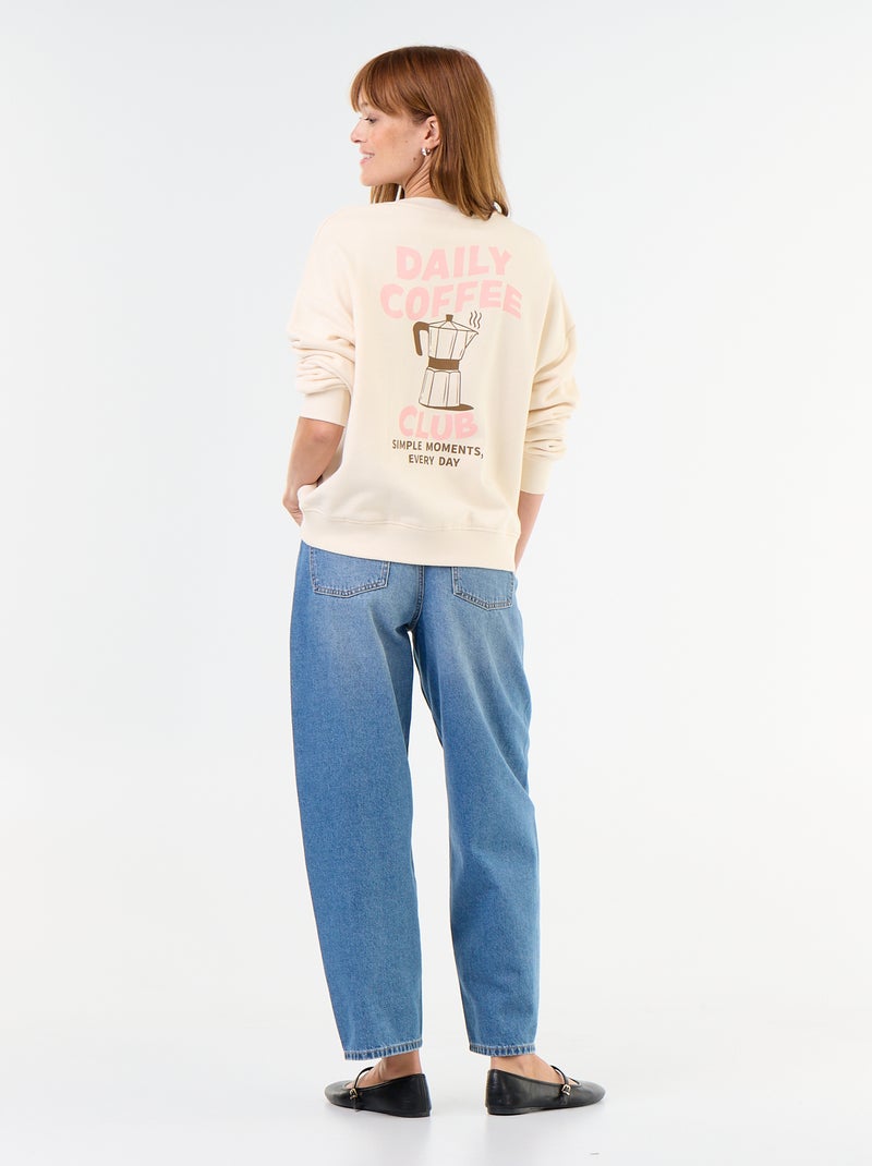 Sudadera extragrande estampada Beige - Kiabi