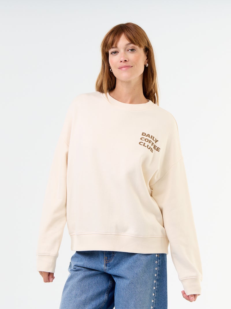 Sudadera extragrande estampada Beige - Kiabi