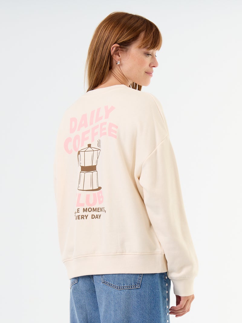 Sudadera extragrande estampada Beige - Kiabi