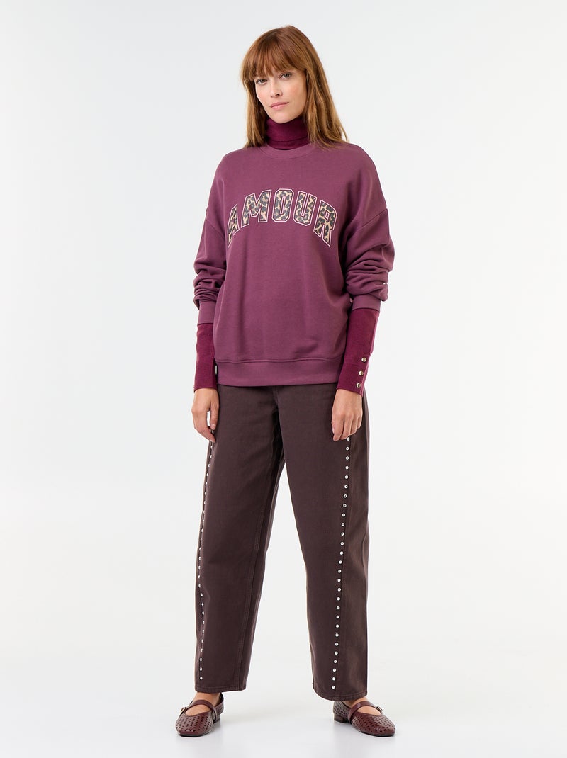 Sudadera extragrande estampada Rosa - Kiabi