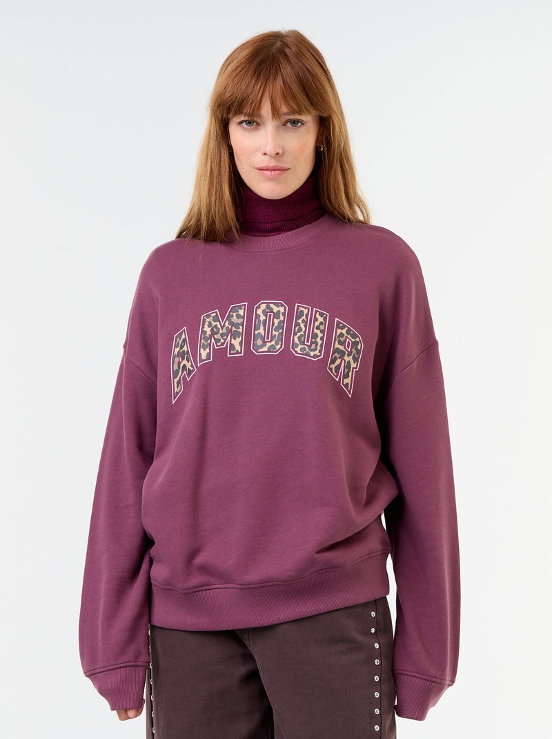 Sudadera extragrande estampada Rosa - Kiabi