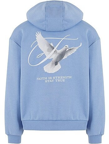 Sudadera faith is strength diseño estampado en espalda de suave para hombre - mister tee