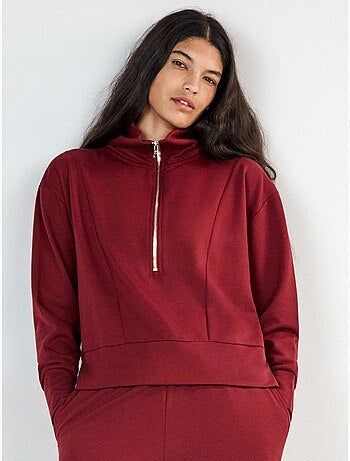 Sudadera felpa corta con cremallera