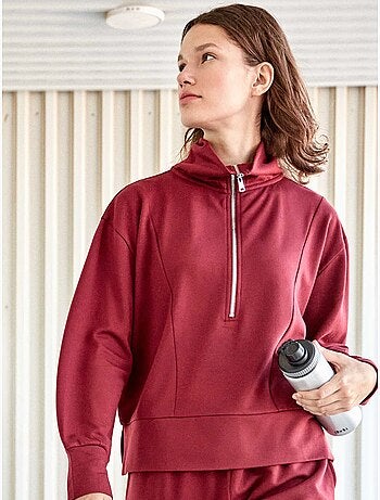 Sudadera felpa corta con cremallera