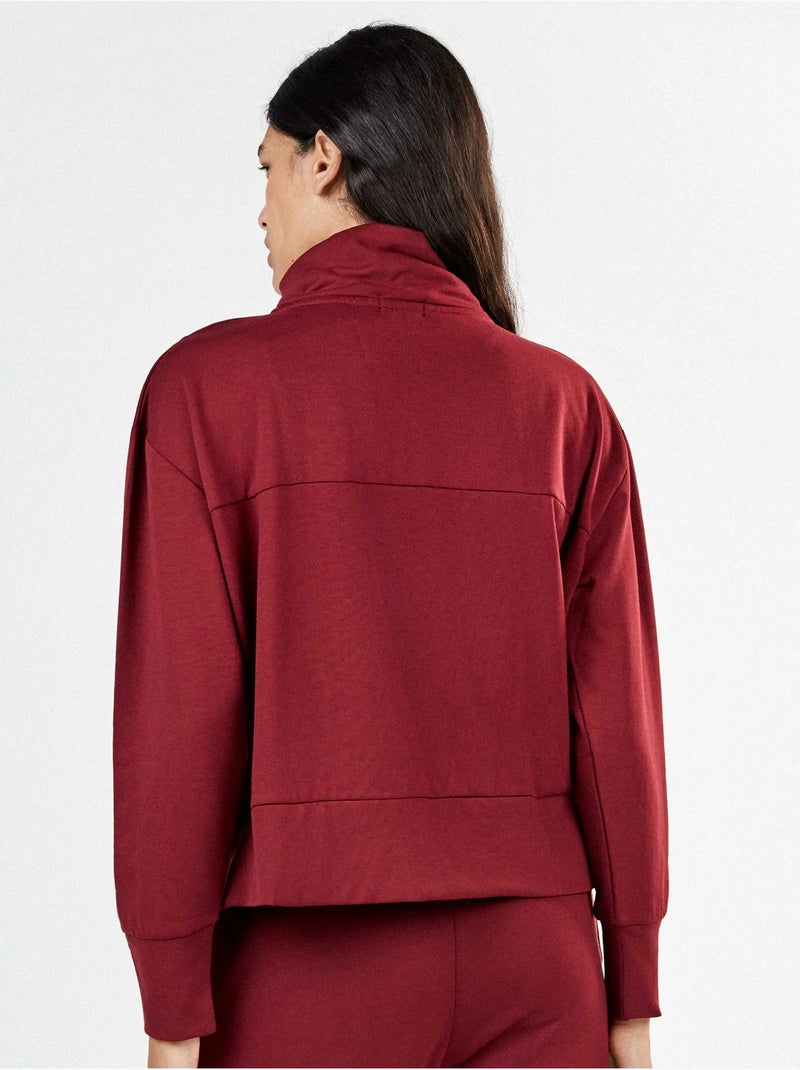 Sudadera felpa corta con cremallera Granate - Kiabi