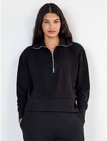 Sudadera felpa corta con cremallera