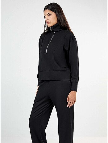 Sudadera felpa corta con cremallera