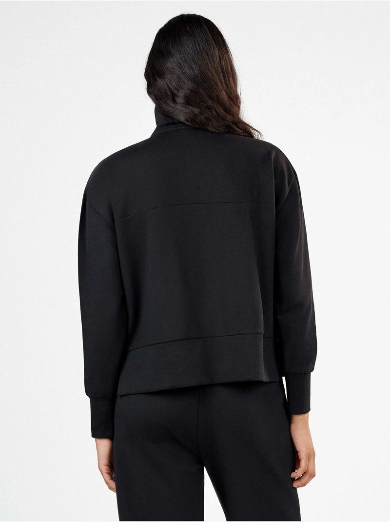 Sudadera felpa corta con cremallera Negro - Kiabi