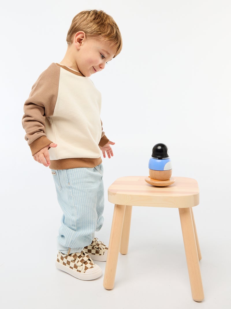 Sudadera felpa de algodón bicolor Beige - Kiabi